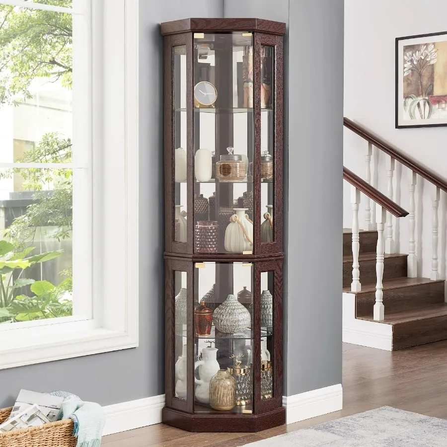 リビング用の照明付きコーナー収納キャビネット：MDF材、ホワ - Storage & Organization のレビューと価格