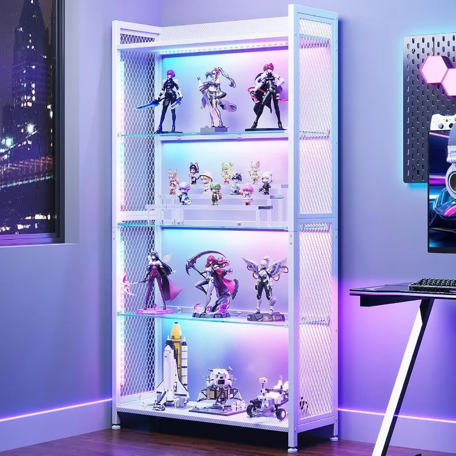オープンガラス棚付きディスプレイケース、RGBライトディスプ - Lighting のレビューと価格