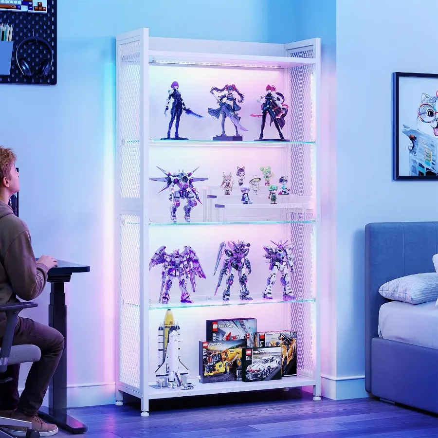 オープンガラス棚付きディスプレイケース、RGBライトディスプ - Lighting のレビューと価格