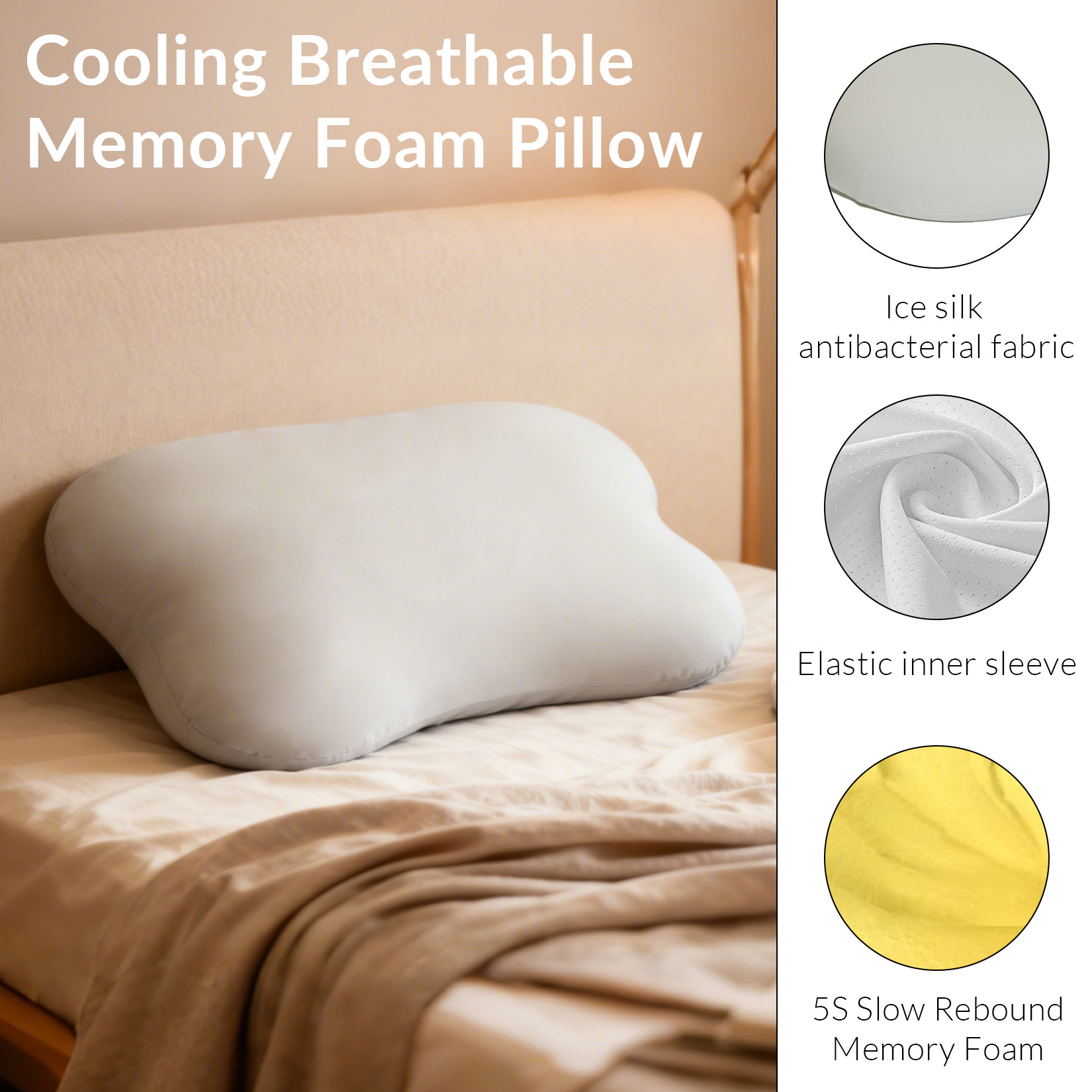 首や肩の痛みを和らげるためのネックピロー。冷却機能付きのエル - Memory Foam Orthopedic Pillow Neck Pain のレビューと価格