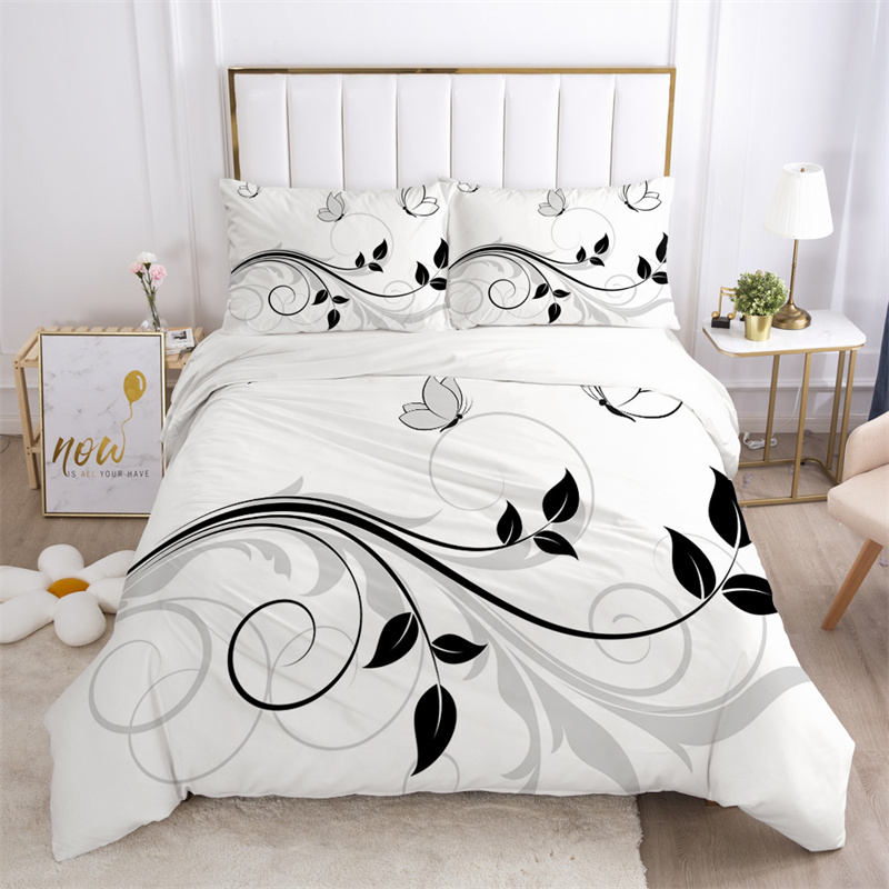 花の葉寝具セットマイクロファイバー蝶布団カバー蓮の花掛け布団 - Aesthetic Floral Duvet Cover のレビューと価格