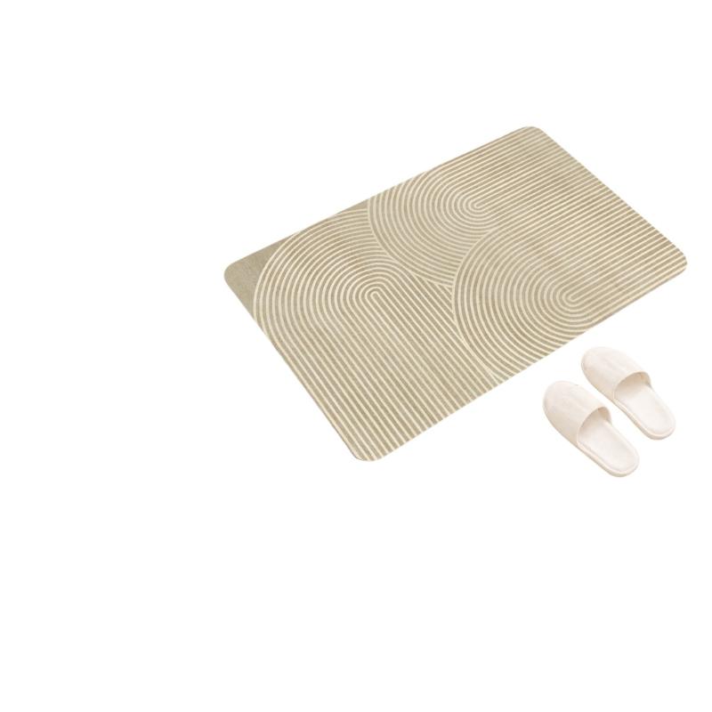 珪藻土バスマット 速乾 吸水性 ベージュ ストライプ柄 滑り - Quick Dry Diatomite Bath Mat のレビューと価格
